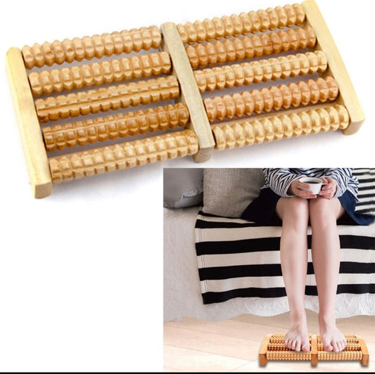 Traditional Wooden Roller Foot Massager, Durable Natural Wood