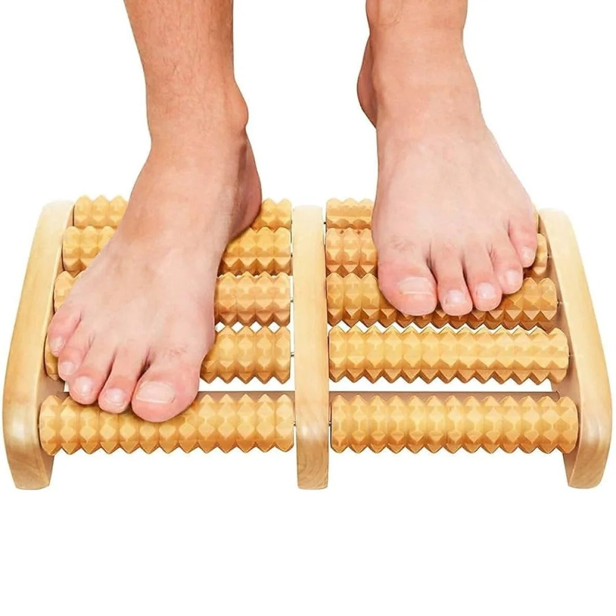Traditional Wooden Roller Foot Massager, Durable Natural Wood