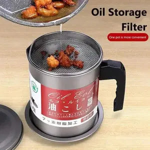Oil Filter Pot 1.4L | Oil Strainer For Kitchen | Oil Container Pot Filter 1.4 Liter (Without Box) Testing Store