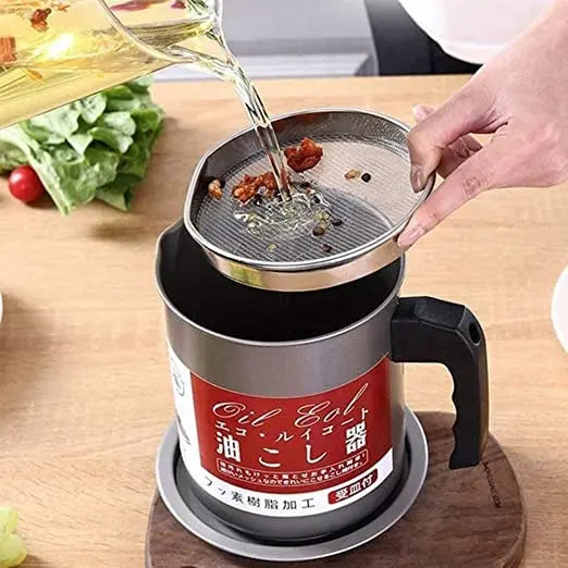Oil Filter Pot 1.4L | Oil Strainer For Kitchen | Oil Container Pot Filter 1.4 Liter (Without Box) Testing Store